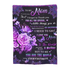 Bomugtee to My Mom from Daughter Son Super Soft Throw Blanket for Bed Couch Sofa Lightweight Throw for Mama Grandma Adult Size 50"x 60"