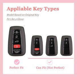 for Toyota Key Fob Cover - Soft TPU Key Case Protector Fit for 2018-2024 RAV4 Camry Avalon Corolla Highlander C-HR Prius Corolla GT86 4 Button with Bling Keychain