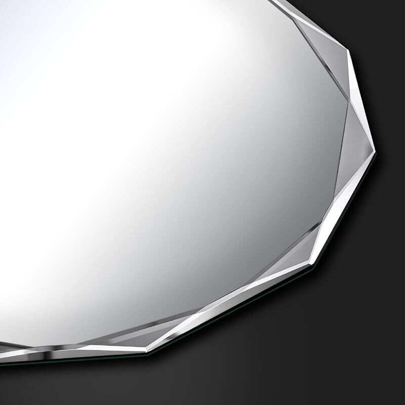 MIRTHIE 30 Inch Round Beveled Edge Mirror, Frameless Wall Mount