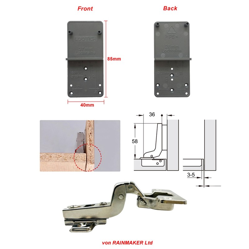 LOOTICH 105 Degree Inset Hinges 35 mm for Kitchen Cabinet