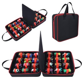 HeIiLan Carrying Case for 24 Monster Jam Trucks, Kids Toy Truck Storage Compatible with 24 Monster Jam Trucks, Holding for 1:64 Scale Monster Jam Trucks (Red)