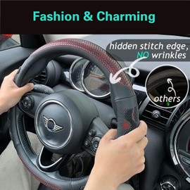 PINCTROT PINCTROT Steering Wheel Cover Great Grip with 3D Honeycomb Anti-Slip Design, Universal 14.5-15 Inch (Wine Red)