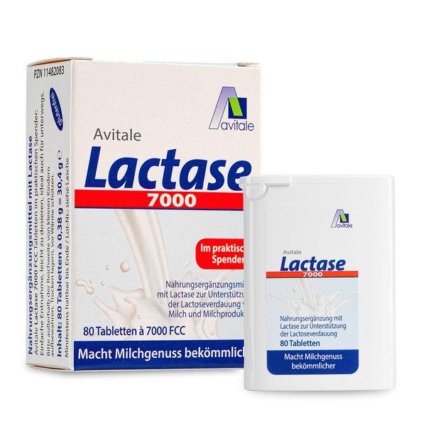 Avitale Lactase 7000 FCC, 80 Tabletten im Spender, 1er Pack (1 x 80 Stück)