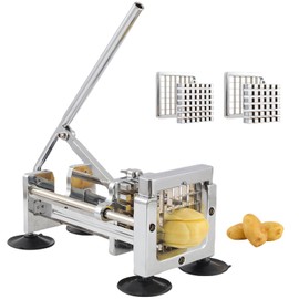 French Fry Cutter,Stainless Steel Potato Slicer,Professional Heavy Duty Potato Cutter,with 1/2-inch and 3/8-inch Blades for Potatoes,Carrots,Cucumbers,Onions
