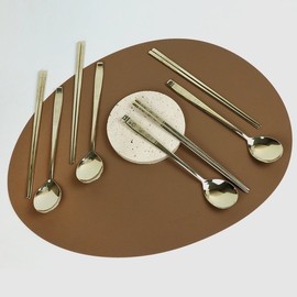 Queensense Titanium Premium Longevity Turtle Cutlery Set for 4, Spoons and Chopsticks, Family, Commercial, Beautiful Design Tableware / 퀸센스 티타늄 고급 장수거북 수저 세트 4인용 숟가락 젓가락 가족 업소용 디자인 예쁜 식기