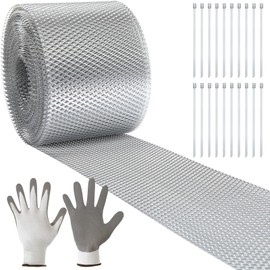 Tandefio Gutter Guard Aluminum Guards Mesh Filter Gutter Cover DIY Screen Protection Netting Roll with 20 Fixed Cable Tie and Anti Scratch Gloves for Leaves Twigs(5 Inch X 100 Feet,Silver)