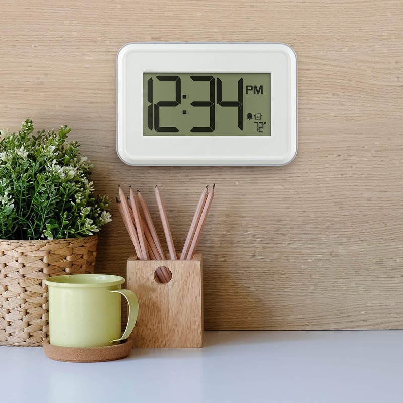 La Crosse Technology 513-113W Digital White Wall Clock with Temperature