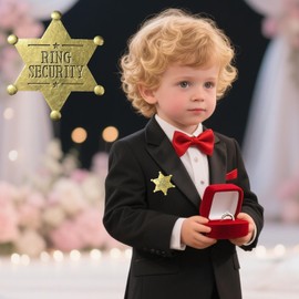 Metal Ring Security Badge Brooch, Ring Bearer Badge Wedding Brooch Breastpin, Ring Bearer Gift for Weddings Betrothal Praty Dark Gold, One Size 2.68*2.68in, Metal, no gemstone