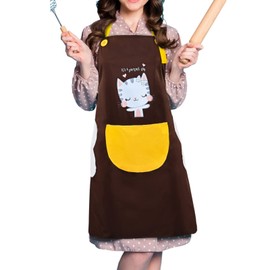 Zofans Women Apron with Hand Wipe Pockets Cute Sloth Cat Kitchen Vintage Apron Adjustable Neck