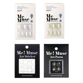ME MUSE Mint Floria Nail Set of 4 SMINF4, 2 types of nail tips + art sticker + art parts, 1 set / 미뮤즈 민트플로리아 네일 4종 세트 SMINF4, 네일 팁 2종 + 아트스티커 + 아트파츠, 1세트