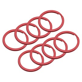 sourcing map Split Keychain Rings, 30mm/1.2inch Round Flat Key Holder for Keys Organization, Decoration, Carbon Steel, Red, 8Pcs