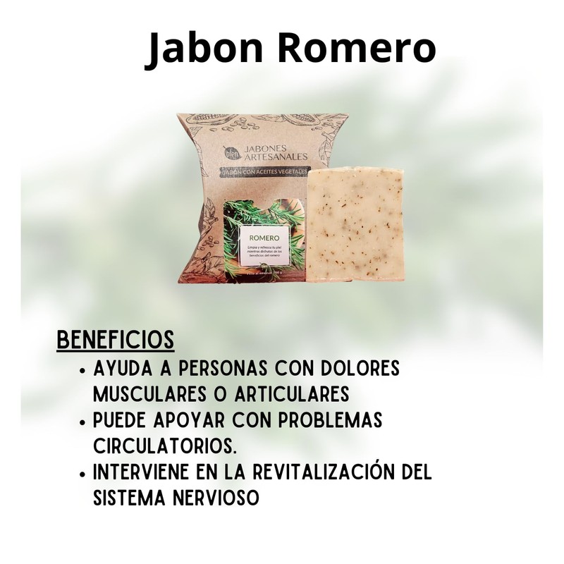 Jabon artesanal romero 100 gr, paquete de 3 piezas