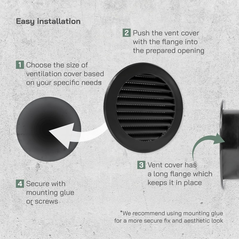 Vent Systems 4'' Inch - Pack of 10 - Black