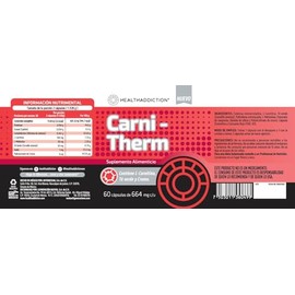 HEALTHADDICTION - Carnitherm – Suplemento Alimenticio Termogénico con L-Carnitina, Té Verde y Cromo – Optimizar el Rendimiento Deportivo y Apoyo Metab