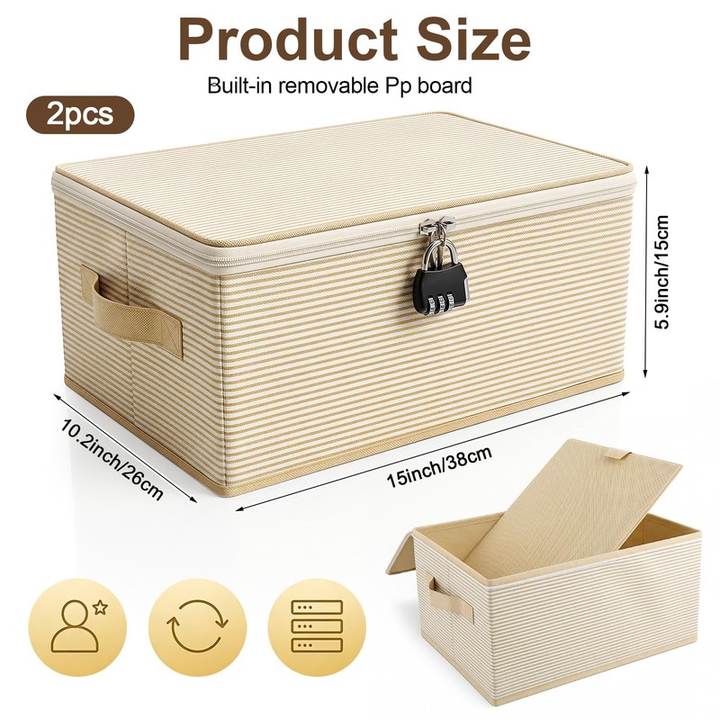 2 Pack Discreet Lockable Storage Organizer with Combination Locks, 15