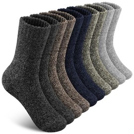 YUTYTH Merino Wool Socks Mens - 5 Pairs Thick Winter Wool Hiking Socks, Warm Thermal Mens Crew Socks Breathable Moisture-Wicking Outdoor Boot Multicolor-03(7-11)