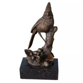 NBRANI261 Niagara Furniture, Bronze Cardinal on Marble Base, Bronze
