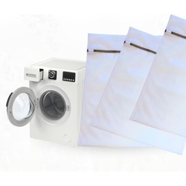 Joyclean Mesh Laundry Bags, Set of 3,Small, Medium and Large, White, Zippered