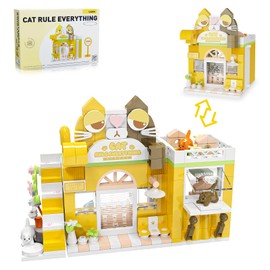 Tenhorses Cat Pet Shop Building Set, Adorable Cat Themed Pet Store with Climbing Frame, Creative Toy Gifts for Cat Lovers and Kids(283PCS)