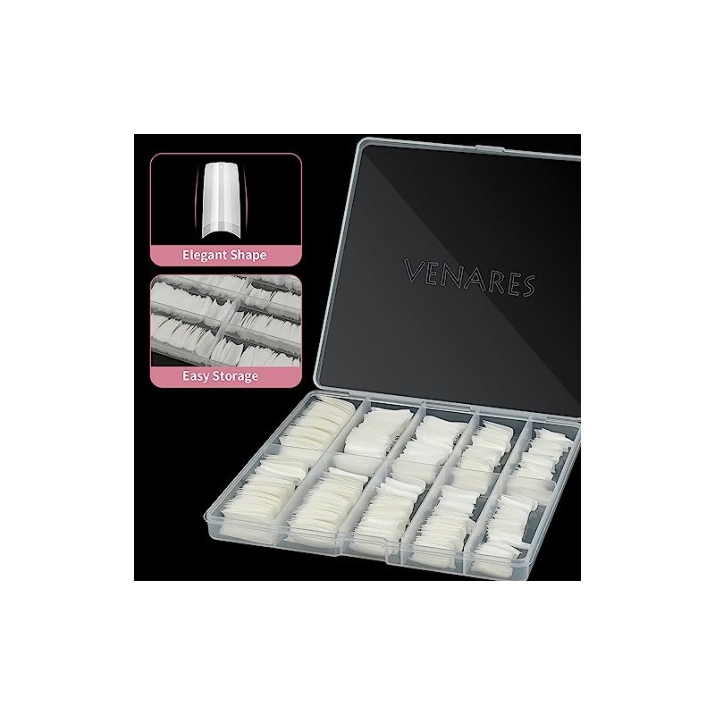 Acrylic Nail Tips Set, Venares 500 Pieces White Nail Tips