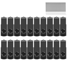 EASTBULL 8GB USB Flash Drive Bulk Thumb Drives 20 Pack with Lanyards USB 2.0 Jump Drive 8GB Memory Sticks Zip Drive Pen Drive for Storage and Backup Black 20PCS 8GB