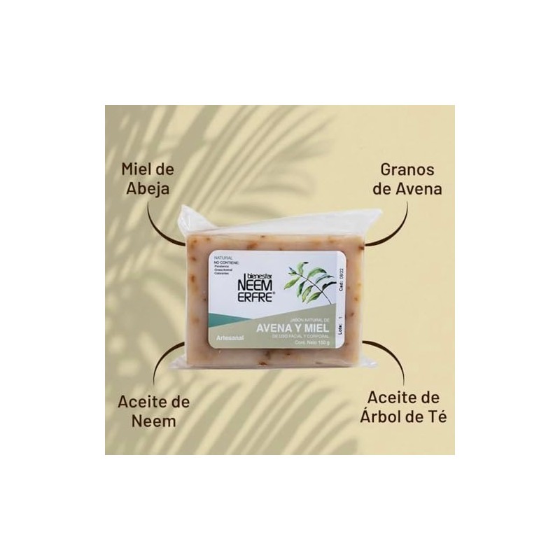 NEEM ERFRE Pack de 3 jabon natural de avena y