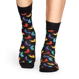 Happy Socks, Colourful Fun Print Cotton Socks for Men and Women, Hotdog Black (36-40)