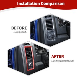 RT-TCZ for RAM Dash Air AC Vents Trim Cover Frame for Dodge RAM 2010-2017 Red Carbon Fiber Interior Accessories 2pcs