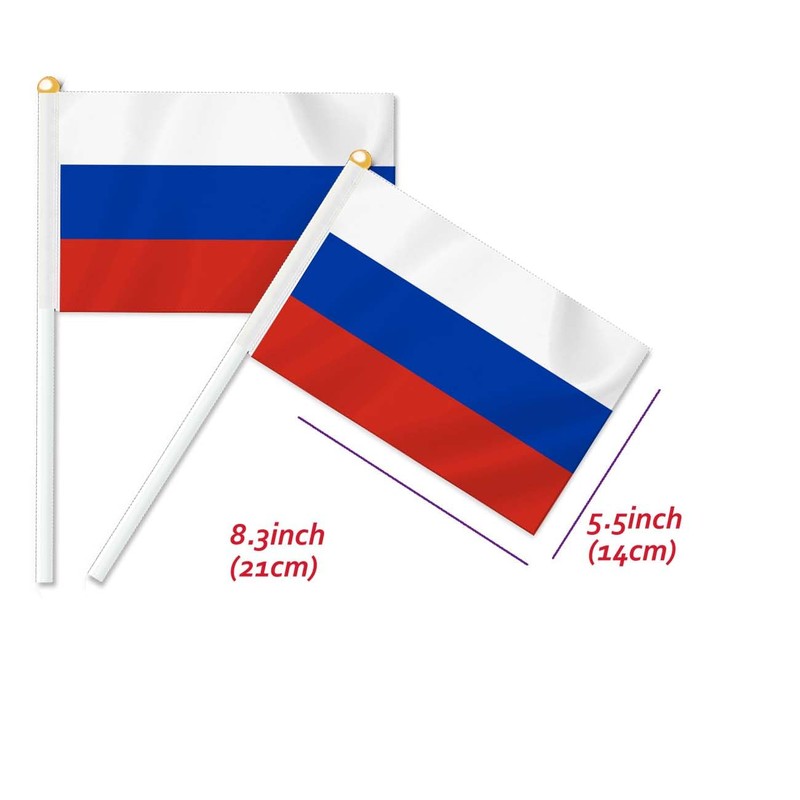 Pack of 25 Russia Handheld Flag, Russian Decor Hand Held