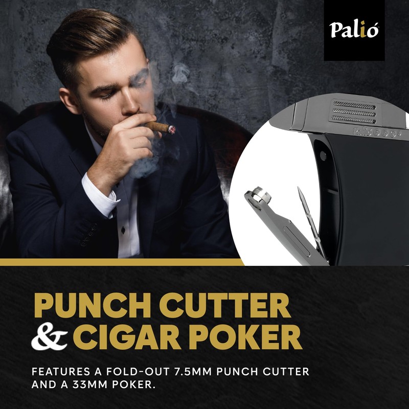 Palió Pro Scorpius Angled Black Single-Jet Refillable Butane Torch Lighter