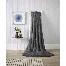 Olivia Rocco Snuggle Blanket Throw Super Soft Fleece Fluffy Snug Large Blankets Throws, Charcoal 200 x 240 cm