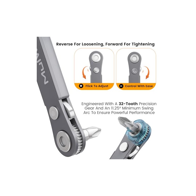 MULWARK 20pc 1/4 Ultra Low Profile Mini Ratchet Wrench Close