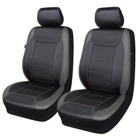 Flying Banner car seat Covers Faux Leather Waterproof Easy Clean Easy Installation (Gray Black, 2 Fronts)