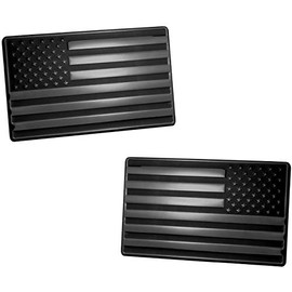MULL USA 3D Metal Flag Auto Emblem for Cars Trucks 2pcs Forward and Reverse Set (5"x3", Black/Black)