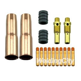 WeldingCity MIG Welding Gun Accessory Kit 0.035" (Contact Tip-24A Nozzle-52FN Diffuser-Nozzle Adapter) for 300-400 Amp Lincoln Magnum 300/400 and Tweco #3/#4