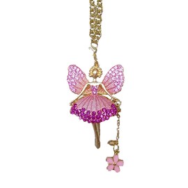 Bling Butterfly Wing Fairy Car Rear View Mirror Pendant, Crystal Rhinestone Mirror Hanging Ornament Car Rear View Mirror Charm, Car Decoration Accessories Lucky Presents for Women Girls(Pink)