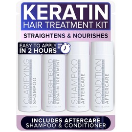 NYK1 Genuine Brazilian Keratin Hair Treatment Kit | with Aftercare Set | StraightBond Keratin Treatment Kit for Straight, Smooth and Frizz-Free Hair - Formaldehyde-Free, Results Lasting 4 Months