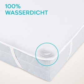 Twinzen Waterproof Mattress Protector, 140 x 200 cm, Oeko-Tex Certified, Mattress Protector 140 x 200 cm, Cotton Breathable with 4 Corner Elastics