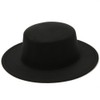 Black Fedora Flat Hat Classic Wide Brim Cap Panama Style