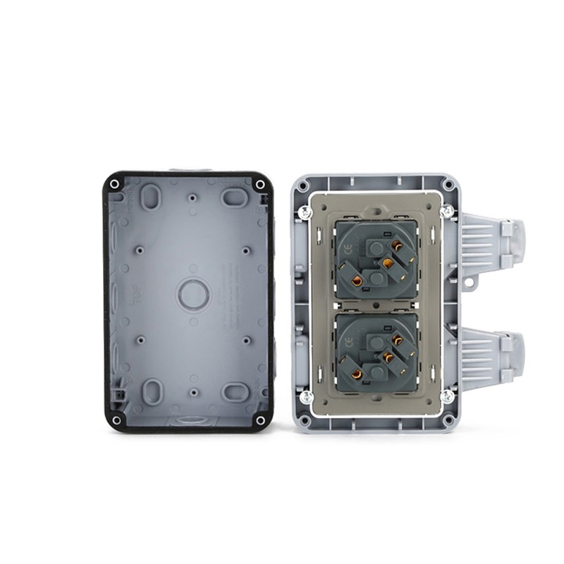 IP66 Weatherproof Waterproof Outdoor Wall Power Socket 16A Double Electrical