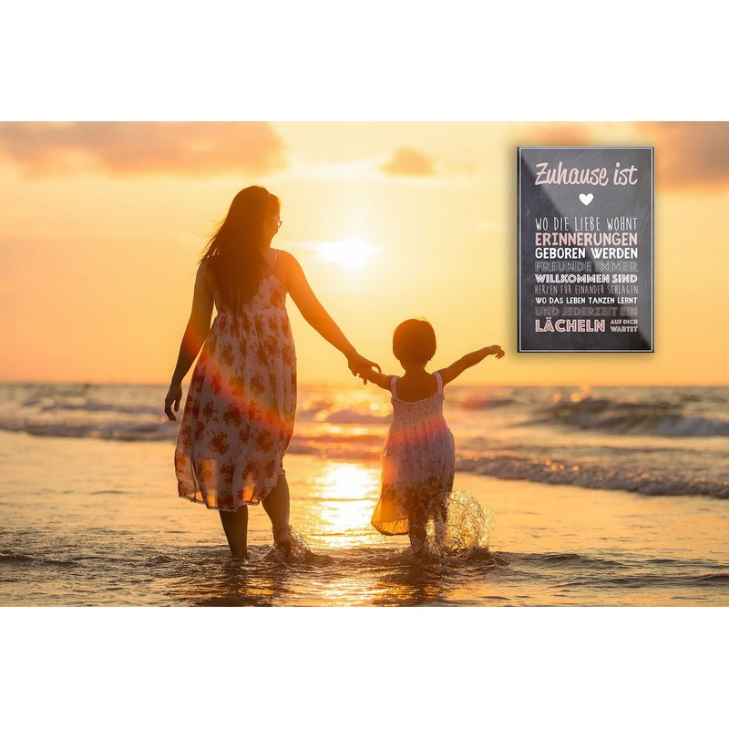 schilderkreis24 Beautiful Saying "Zuhause ist.." Magnet Decoration Quote Family Fridge