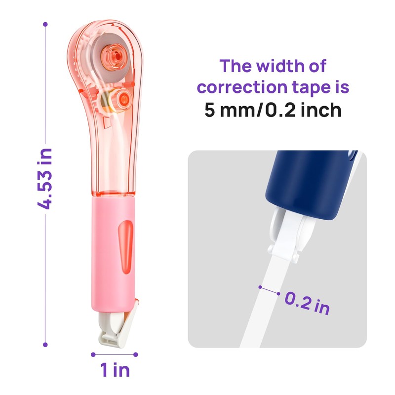 JEFURE 19.69ft Correction Tape Pens, Dry Instantly Correction Tape, Smooth