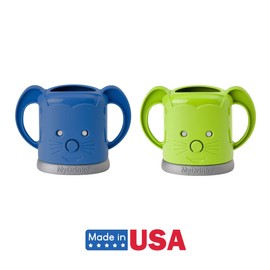 InchBug MyDrinky Pouch Holder No Squeeze, Reusable Drink Holder for Kids and Toddler | BPA-Free & Squeeze-Proof Cup Holder for Juice Boxes, Food Pouches | Dishwasher Safe, 2-Pack GALAXY BLUE/LIME