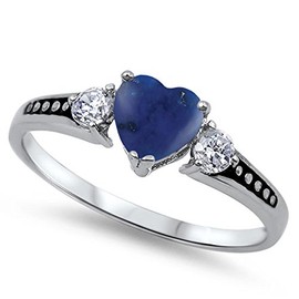 925 Sterling Silver Faceted Natural Genuine Blue Tanzanite Heart Promise Ring Size 11