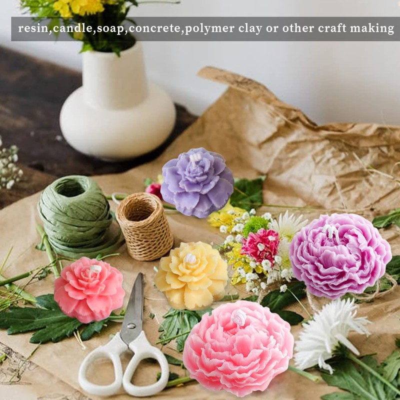 6PCS Flower Silicone Mold Set, 3D Bloom Rose Peony Fondant