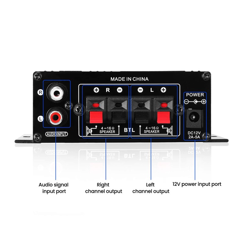 Snsowed AK270 Mini Audio 2 Channel Stereo Power Amplifier Portable