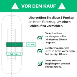 Aufblasbares Rad 4,10/3,50-4 (x2) Nabe 55 mm und Bohrung 20 mm – für Sackkarre, Wagen, Schubkarre usw. Komplettrad: Reifen + Schlauch mit gebogenem Ventil + Stahlfelge. MOOVMOOV