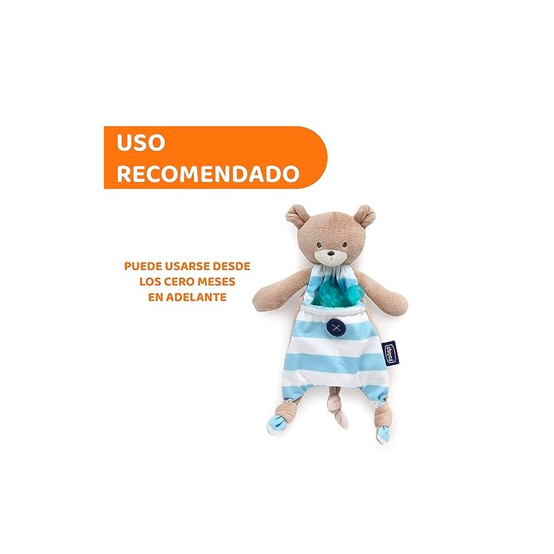 CHICCO, Porta Chupón Pocket Friend, Color Azul