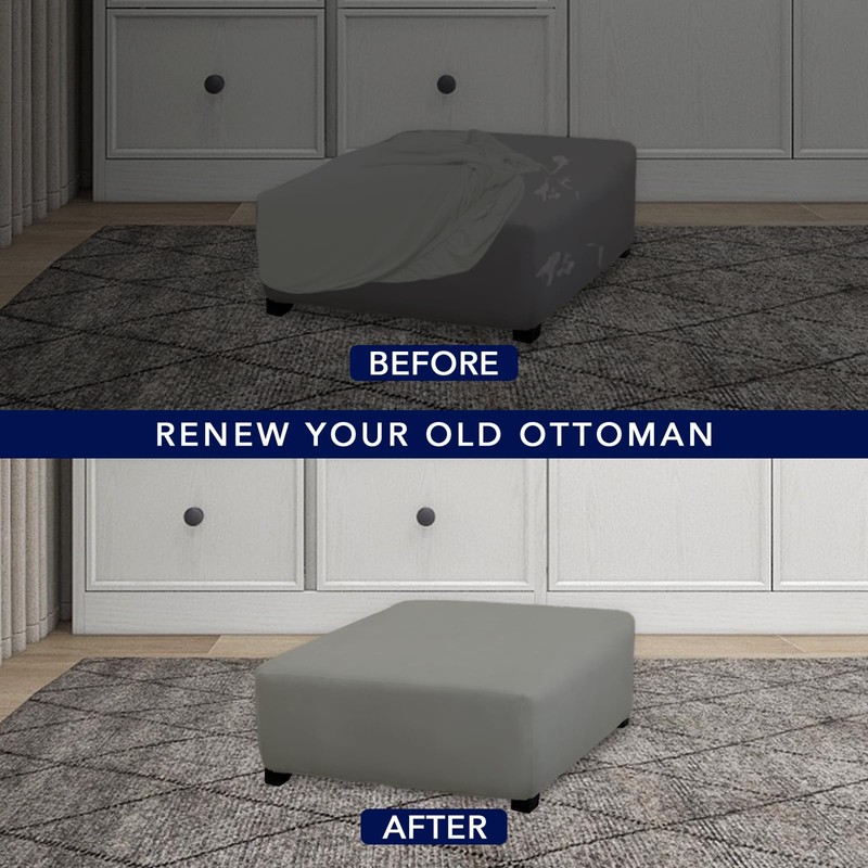 PureFit Super Stretch Form Fit Square Ottoman Cover Rectangle -