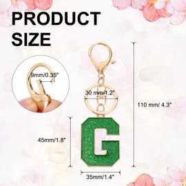PATIKIL Initial Letter Keychain, A-Z Alphabet Keyring Letter G Metal Key Chain for Women or Girls Keys Purse Handbags Backpacks Bags, Green